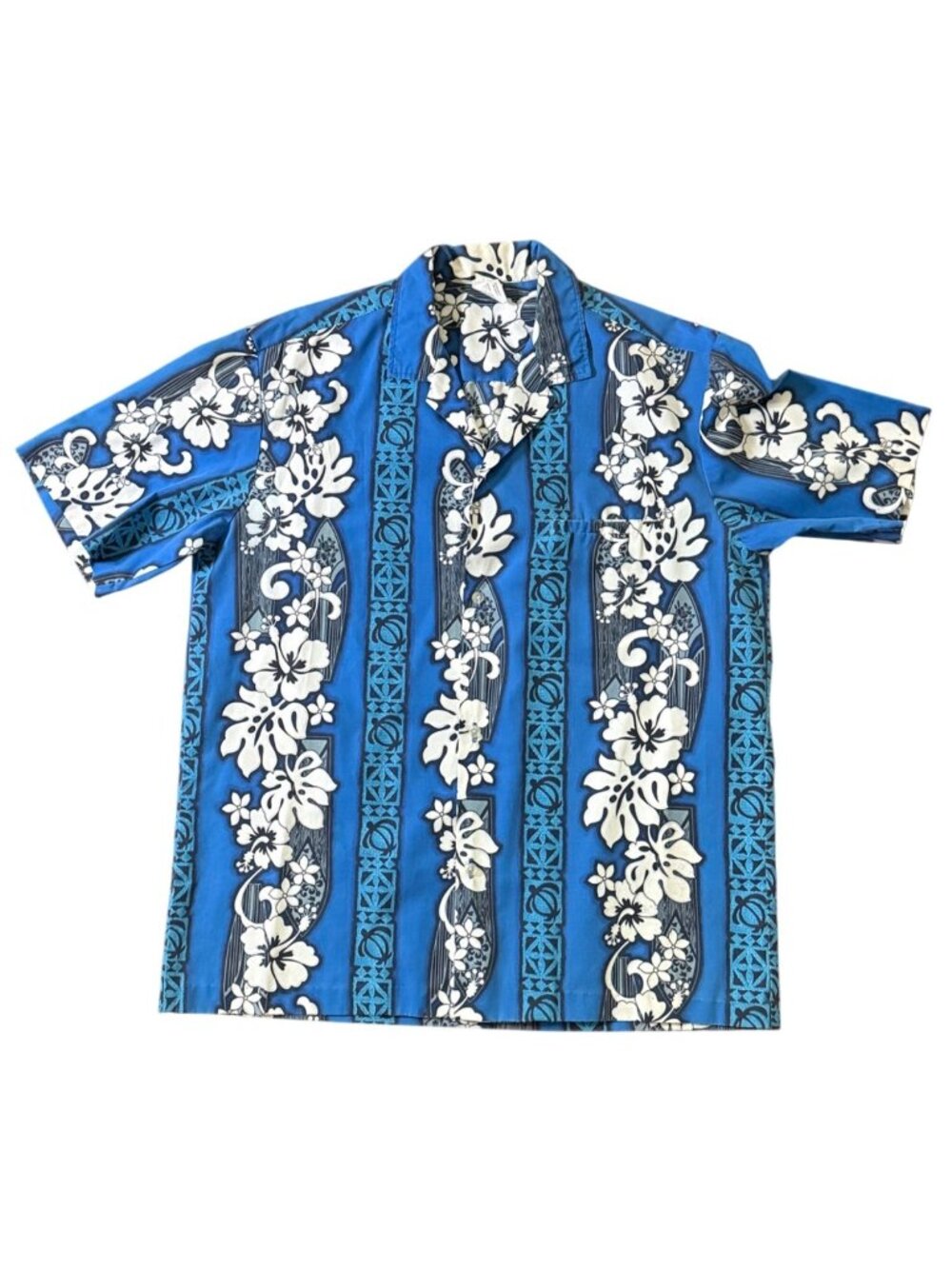 Mens Hawaiian Shirt Vintage Royal Creations Blue Floral Short Sleeve Shirt Large - Picture 10 of 16